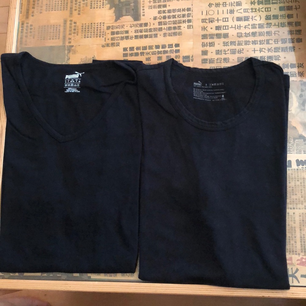 Two black puma T-shirts